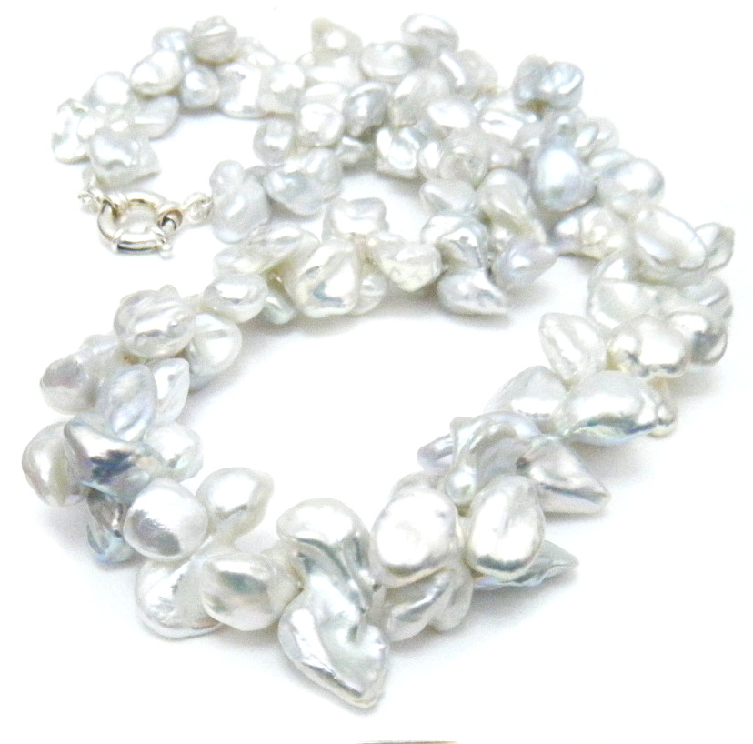 White Keishi Dumbbell Pearls Necklace